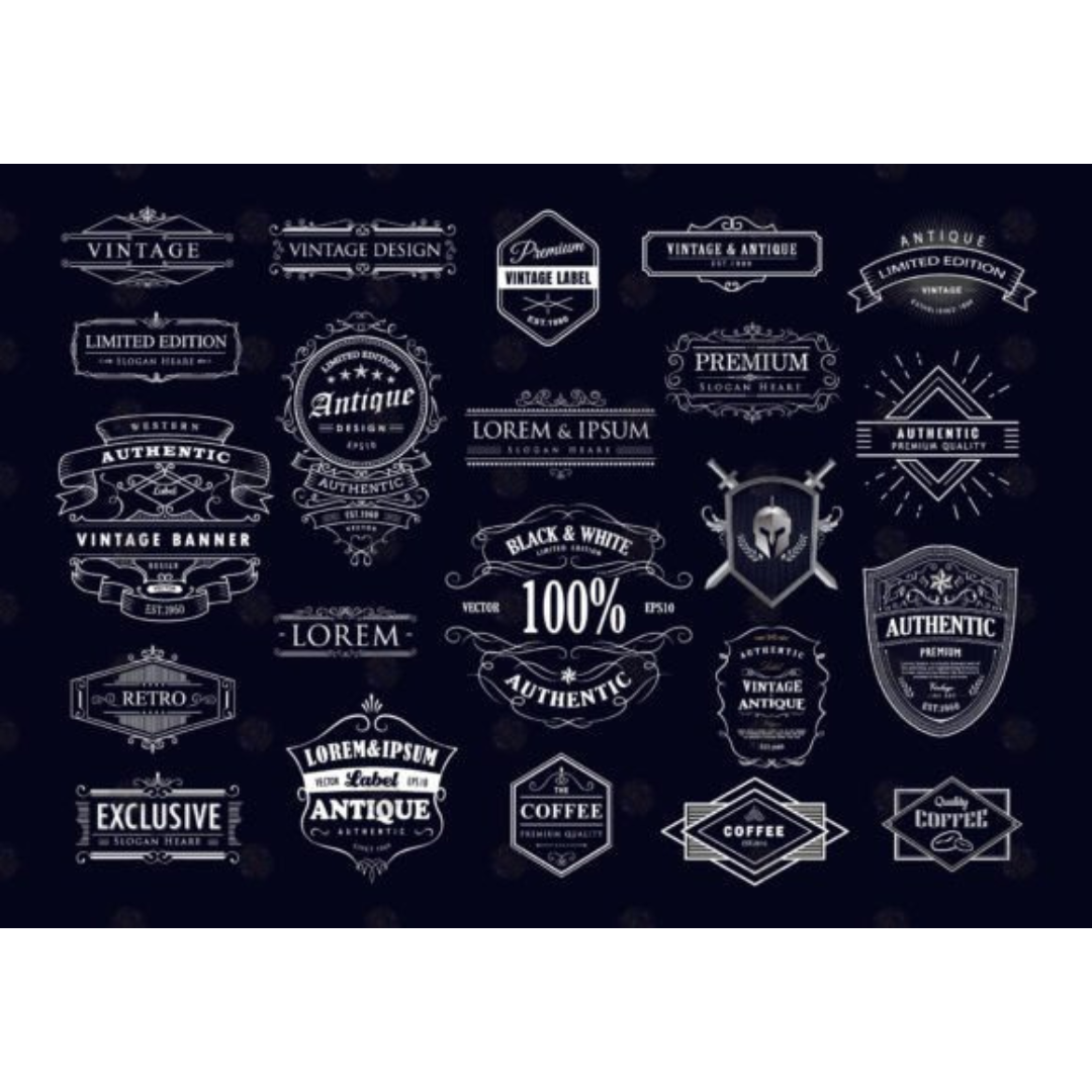 Set of Whiskey Vintage Label